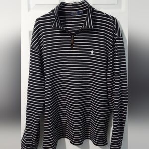 Ralph Lauren Black and White Striped Polo Pullover